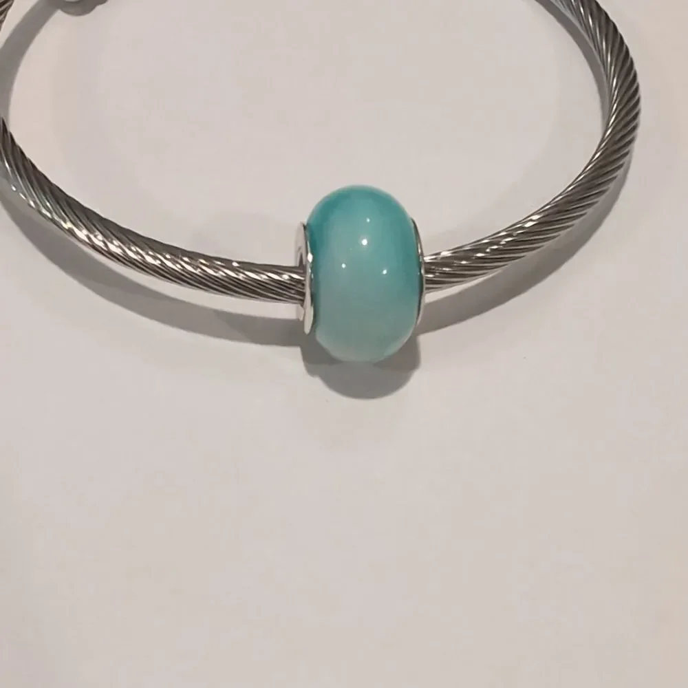Silver Blue and White Charm for Pandora‎ Style Bracelet